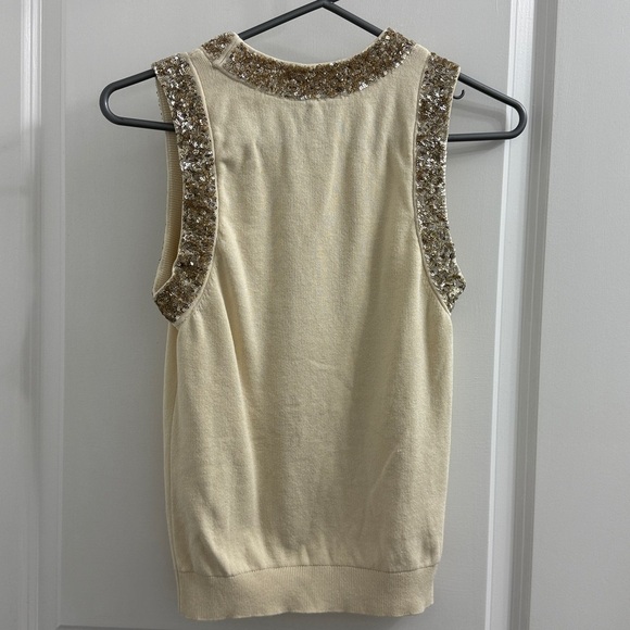 Ann Taylor Cream Tank Top with Gold Accents - Picture 3 of 4